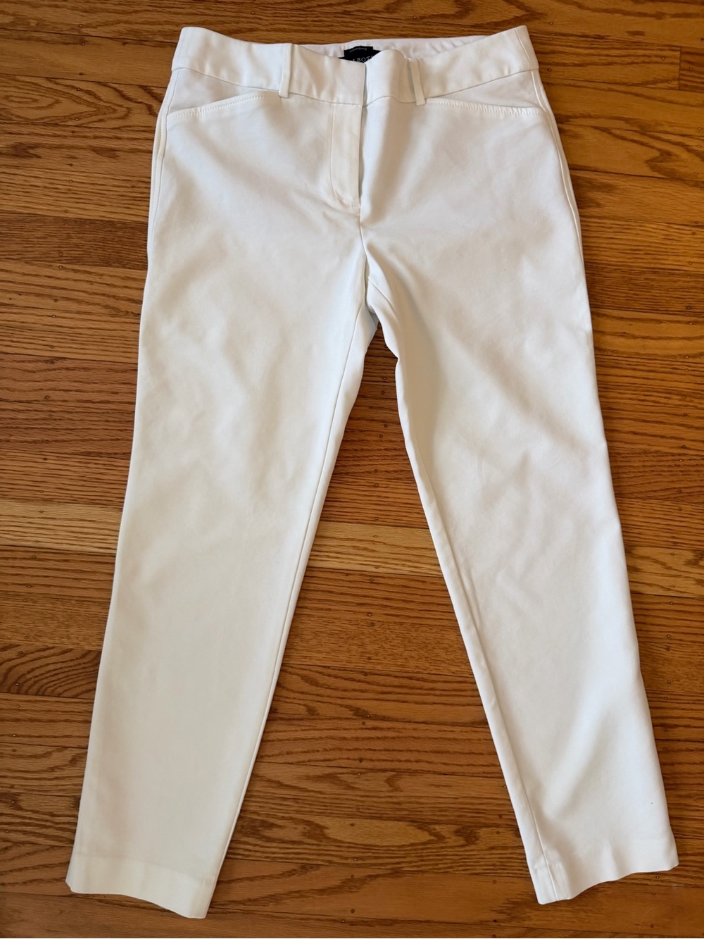 Talbots Hampshire White Ankle Pants Size 6 Slim Stretch Career Office Classic